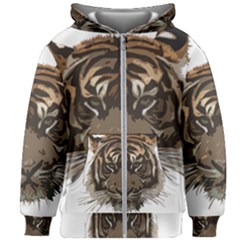 Tiger Comic Cartoon Animal Kids  Zipper Hoodie Without Drawstring by Semog4