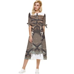 Tiger Comic Cartoon Animal Bow Sleeve Chiffon Midi Dress by Semog4