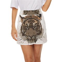 Tiger Comic Cartoon Animal Mini Front Wrap Skirt by Semog4