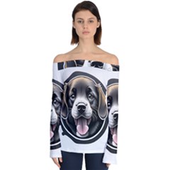 Dog Animal Puppy Pooch Pet Off Shoulder Long Sleeve Top by Semog4