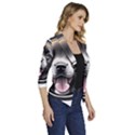 Dog Animal Puppy Pooch Pet Women s Draped Front 3/4 Sleeve Shawl Collar Jacket View3