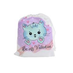 Cat Valentine-s Day Valentine Drawstring Pouch (large) by Semog4