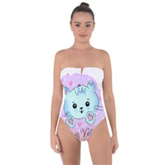 Cat Valentine-s Day Valentine Tie Back One Piece Swimsuit by Semog4