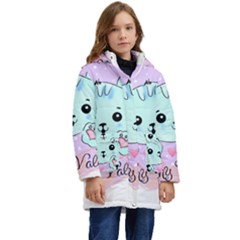 Cat Valentine-s Day Valentine Kid s Hooded Longline Puffer Jacket by Semog4