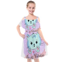 Cat Valentine-s Day Valentine Kids  Cut Out Shoulders Chiffon Dress by Semog4