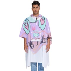 Cat Valentine-s Day Valentine Men s Hooded Rain Ponchos by Semog4