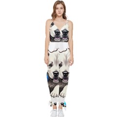 Dog Animal Pet Puppy Pooch Sleeveless Tie Ankle Chiffon Jumpsuit by Semog4