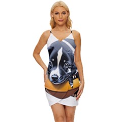 Dog Animal Cute Pet Puppy Pooch Wrap Tie Front Dress by Semog4