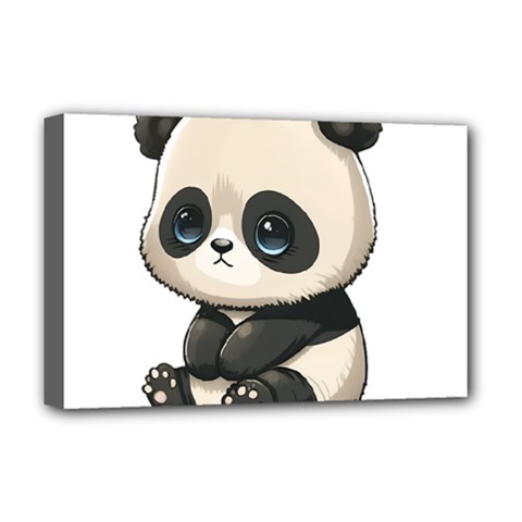 Cute Panda Bear Animal Cartoon Deluxe Canvas 18  X 12  (stretched) by Semog4