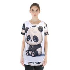 Cute Panda Bear Animal Cartoon Skirt Hem Sports Top by Semog4