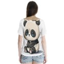 Cute Panda Bear Animal Cartoon V-Neck Flutter Sleeve Top View2