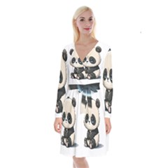 Cute Panda Bear Animal Cartoon Long Sleeve Velvet Front Wrap Dress by Semog4