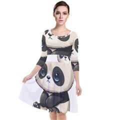 Cute Panda Bear Animal Cartoon Quarter Sleeve Waist Band Dress by Semog4