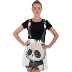 Cute Panda Bear Animal Cartoon Velvet Suspender Skater Skirt by Semog4