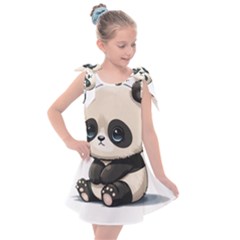 Cute Panda Bear Animal Cartoon Kids  Tie Up Tunic Dress by Semog4