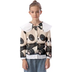 Cute Panda Bear Animal Cartoon Kids  Peter Pan Collar Blouse by Semog4