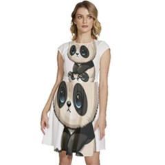 Cute Panda Bear Animal Cartoon Cap Sleeve High Waist Dress by Semog4