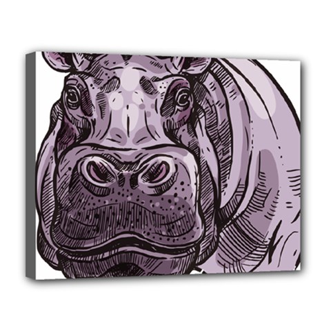 Hippopotamus Animal Wildlife Hippo Canvas 14  X 11  (stretched) by Semog4