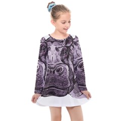 Hippopotamus Animal Wildlife Hippo Kids  Long Sleeve Dress by Semog4