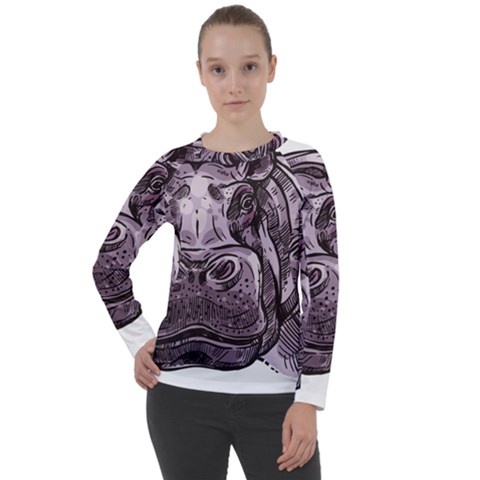 Hippopotamus Animal Wildlife Hippo Women s Long Sleeve Raglan Tee by Semog4