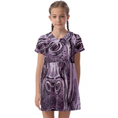 Hippopotamus Animal Wildlife Hippo Kids  Asymmetric Collar Dress by Semog4