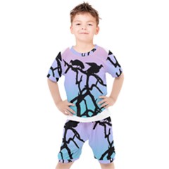 Birds Bird Vultures Tree Branches Kids  Tee And Shorts Set by Semog4