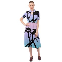 Birds Bird Vultures Tree Branches Keyhole Neckline Chiffon Dress by Semog4