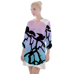 Birds Bird Vultures Tree Branches Open Neck Shift Dress by Semog4