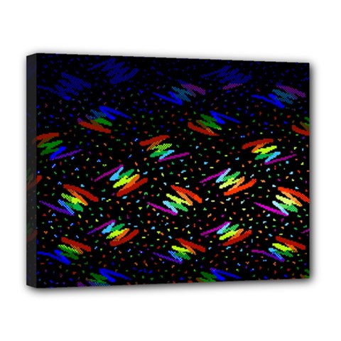 Rainbows Pixel Pattern Canvas 14  X 11  (stretched) by Semog4