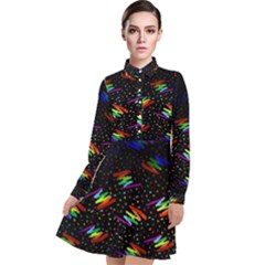 Rainbows Pixel Pattern Long Sleeve Chiffon Shirt Dress by Semog4