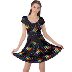 Rainbows Pixel Pattern Cap Sleeve Dress by Semog4