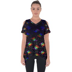 Rainbows Pixel Pattern Cut Out Side Drop Tee by Semog4