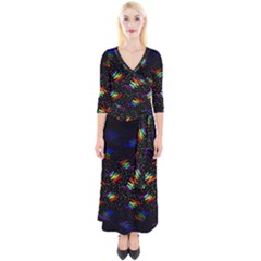 Rainbows Pixel Pattern Quarter Sleeve Wrap Maxi Dress by Semog4