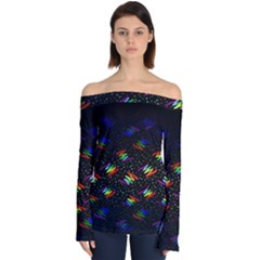 Rainbows Pixel Pattern Off Shoulder Long Sleeve Top by Semog4