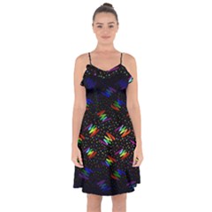 Rainbows Pixel Pattern Ruffle Detail Chiffon Dress by Semog4