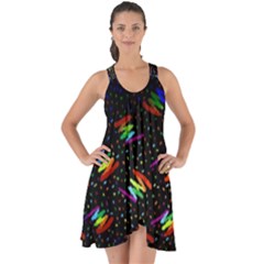 Rainbows Pixel Pattern Show Some Back Chiffon Dress by Semog4