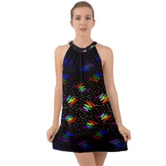 Rainbows Pixel Pattern Halter Tie Back Chiffon Dress by Semog4