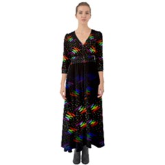 Rainbows Pixel Pattern Button Up Boho Maxi Dress by Semog4