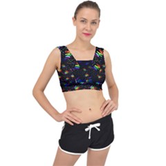 Rainbows Pixel Pattern V-back Sports Bra by Semog4