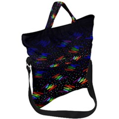 Rainbows Pixel Pattern Fold Over Handle Tote Bag by Semog4