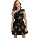 Rainbows Pixel Pattern Kids  One Shoulder Party Dress View1