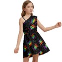 Rainbows Pixel Pattern Kids  One Shoulder Party Dress View2