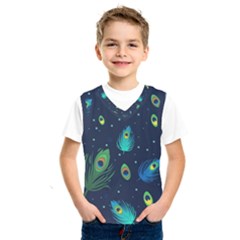 Blue Background Pattern Feather Peacock Kids  Basketball Tank Top by Semog4