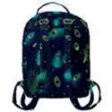 Blue Background Pattern Feather Peacock Flap Pocket Backpack (Large) View3