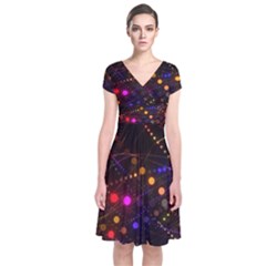 Abstract Light Star Design Laser Light Emitting Diode Short Sleeve Front Wrap Dress by Semog4