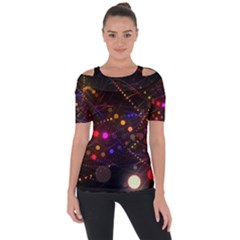 Abstract Light Star Design Laser Light Emitting Diode Shoulder Cut Out Short Sleeve Top by Semog4