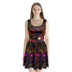 Abstract Light Star Design Laser Light Emitting Diode Split Back Mini Dress  by Semog4