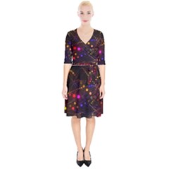 Abstract Light Star Design Laser Light Emitting Diode Wrap Up Cocktail Dress by Semog4