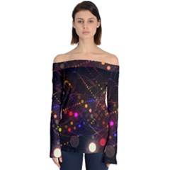 Abstract Light Star Design Laser Light Emitting Diode Off Shoulder Long Sleeve Top by Semog4