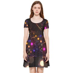 Abstract Light Star Design Laser Light Emitting Diode Inside Out Cap Sleeve Dress by Semog4